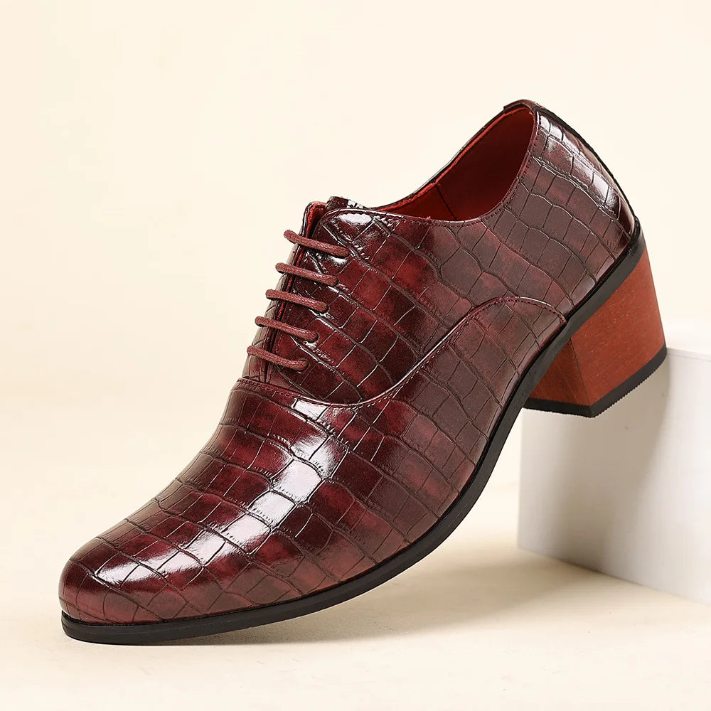 The Ellison Croc-Embossed Block-Heel Oxford