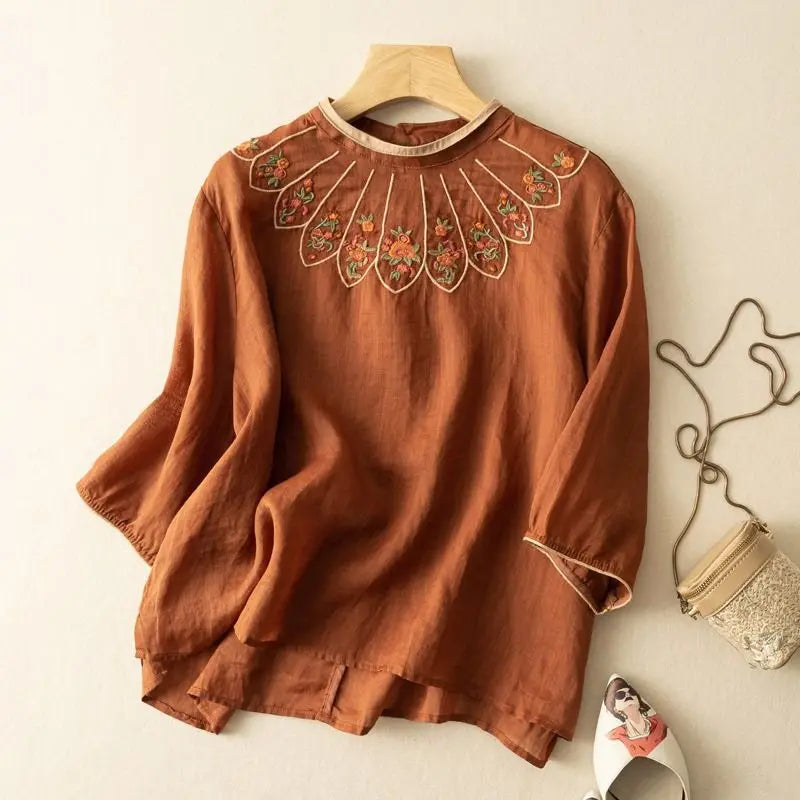 Rosa Embroidered Linen Top