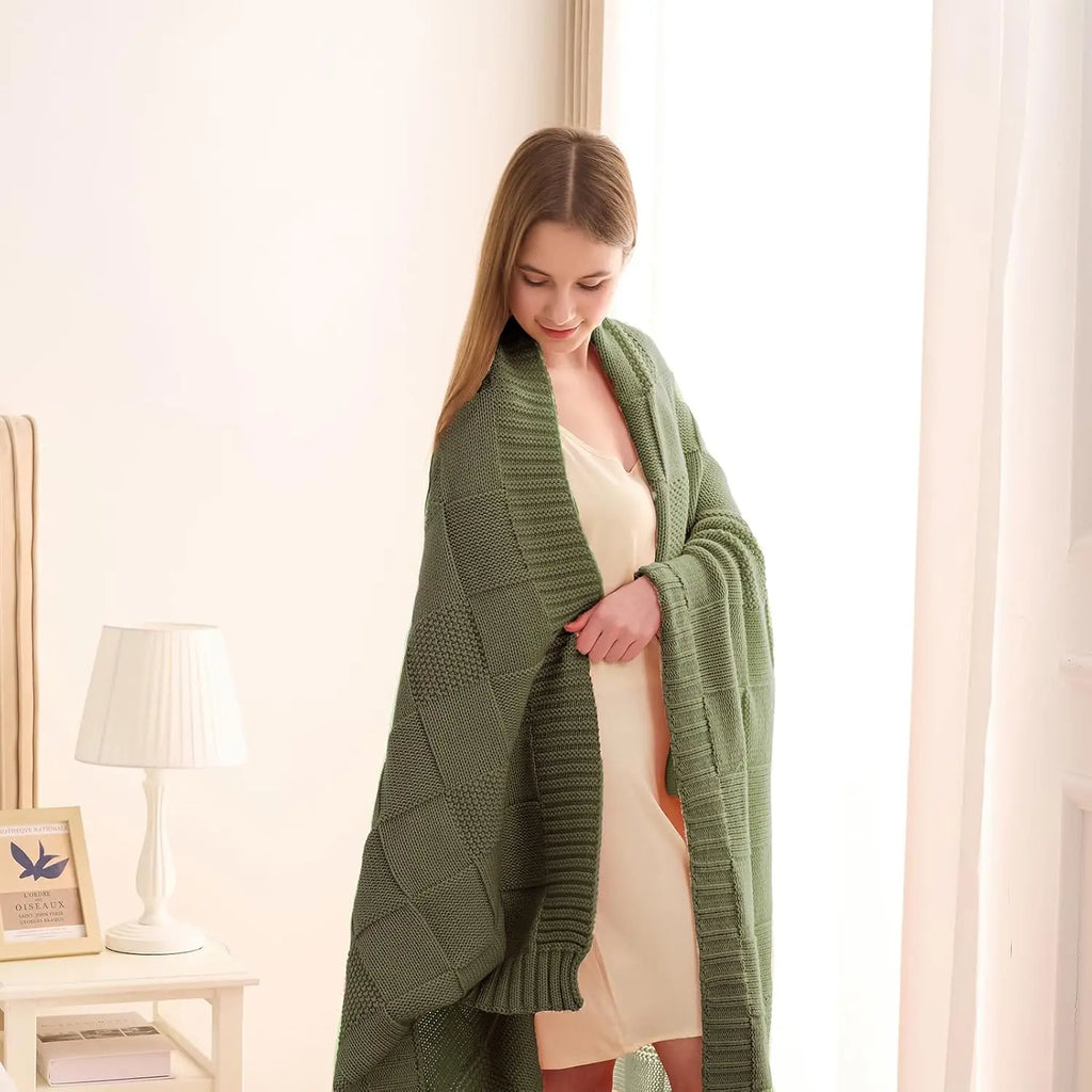 Sofia Cotton Knit Throw Blanket