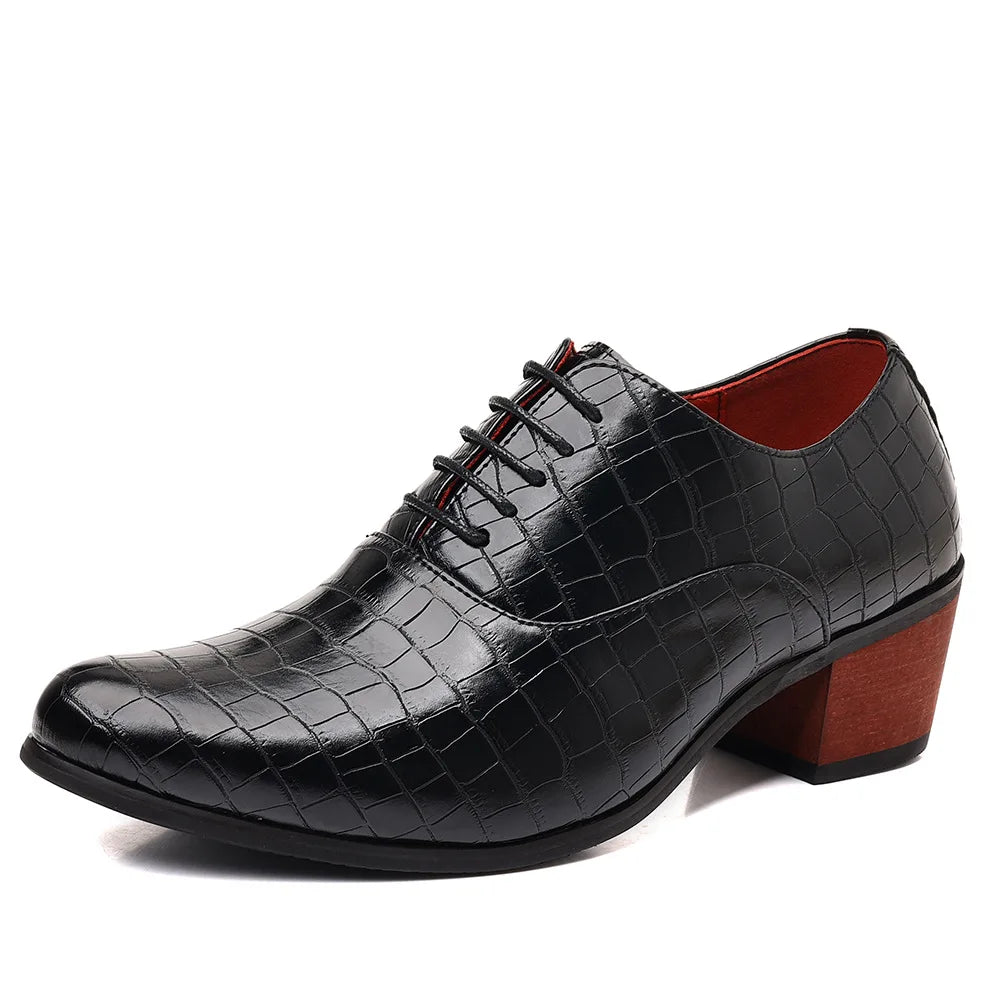 The Ellison Croc-Embossed Block-Heel Oxford