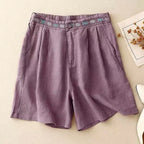 Daisy Embroidered Linen Short
