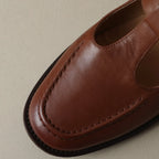 Clara Genuine Leather T-Strap Flat