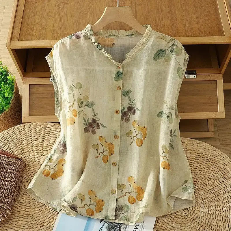 Willow Ramie Print Blouse