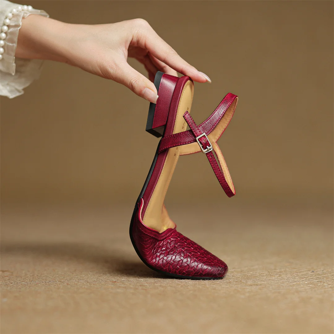 Arlena Genuine Leather Strap Flat