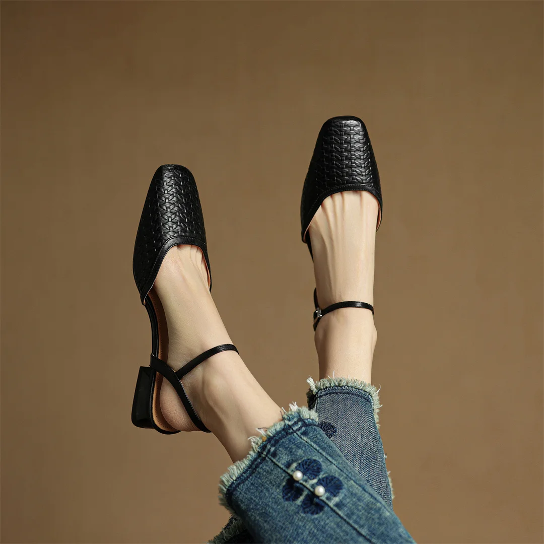 Arlena Genuine Leather Strap Flat