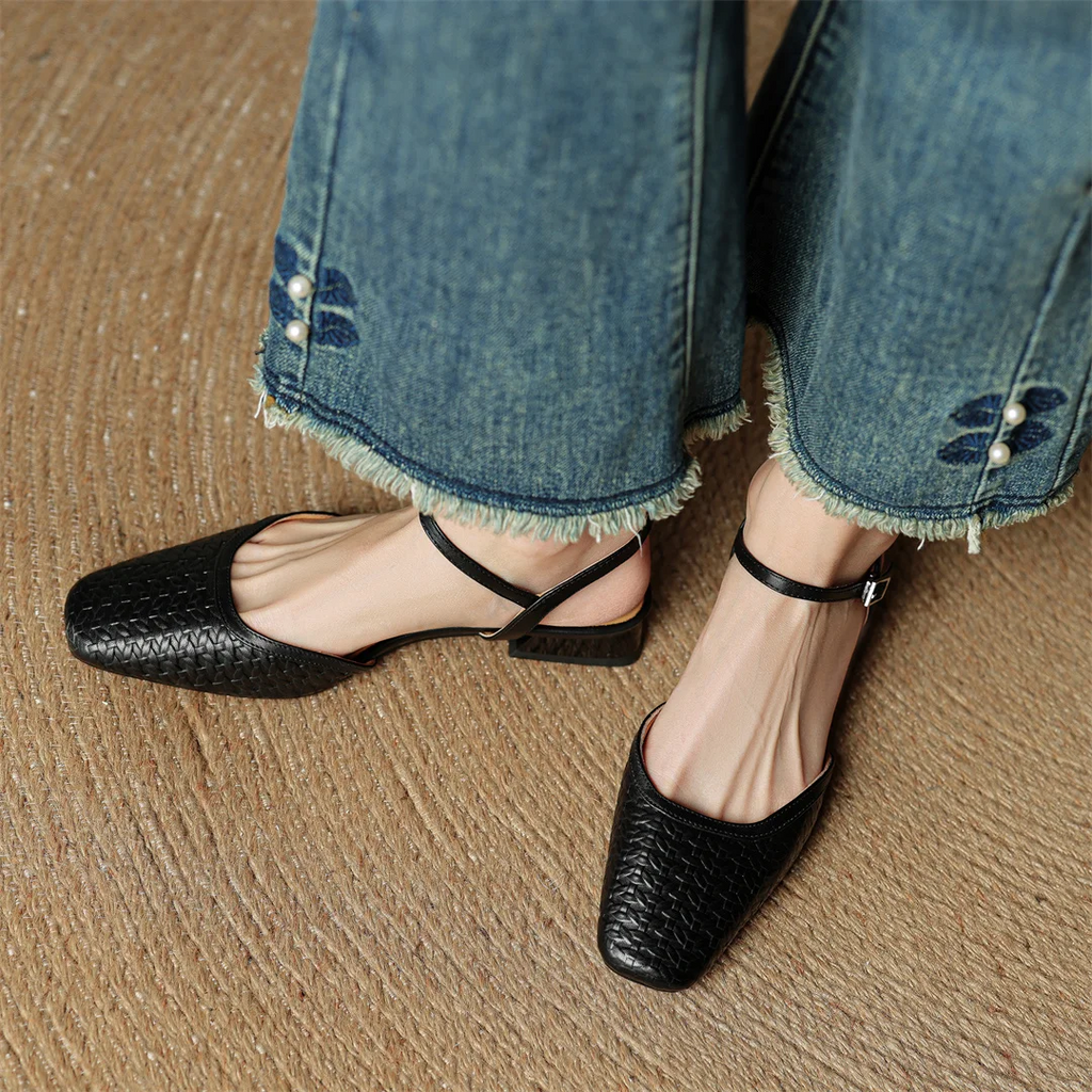 Arlena Genuine Leather Strap Flat