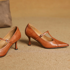 Elena Genuine Leather T-Strap Pump