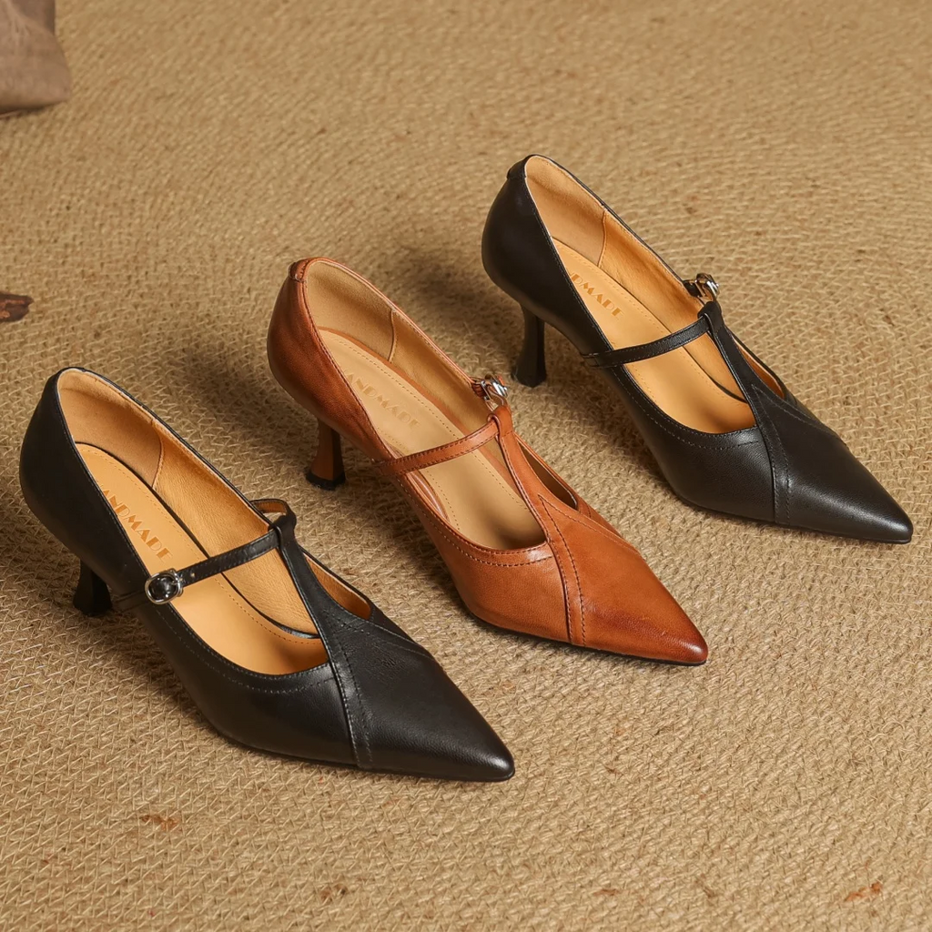 Elena Genuine Leather T-Strap Pump
