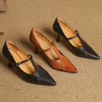 Elena Genuine Leather T-Strap Pump