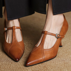Elena Genuine Leather T-Strap Pump